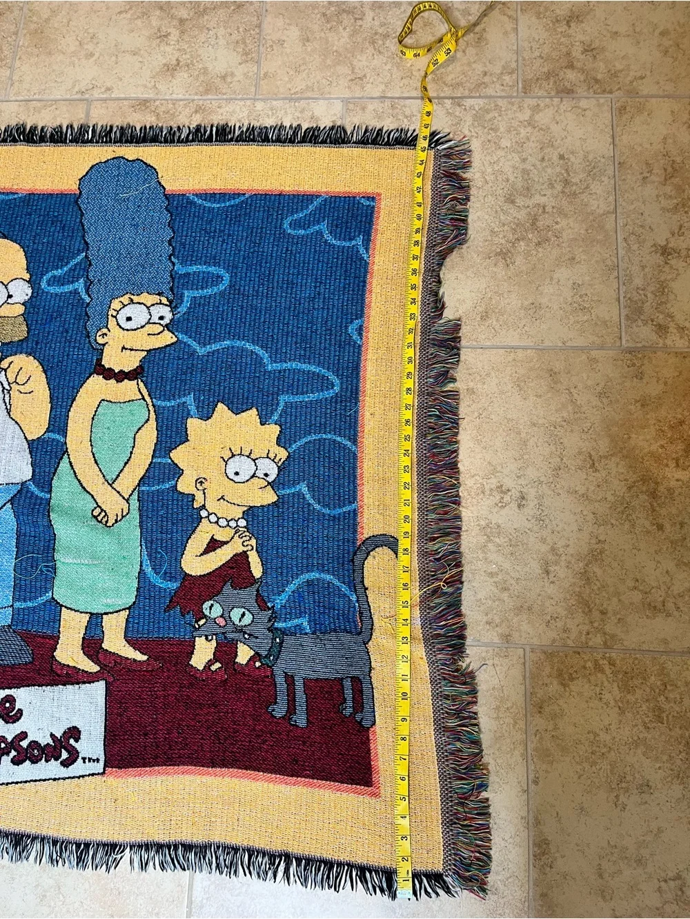 Vintage 90s The Simpsons Woven Throw Blanket Tapestry Couch Afghan 58x46 by Bart - Picture 12 of 12